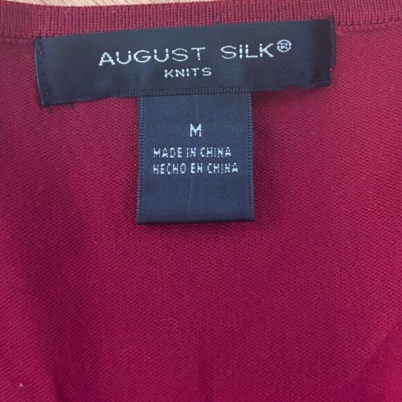 August Silk VNeck Sweater Top Marron Red with Black and Gold Braid Trim Womens M - Picture 2 of 7